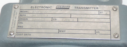 FOXBORO 870PH-70 ELECTRONIC TRANSMITTER 870PH70, REF. # 84255F10