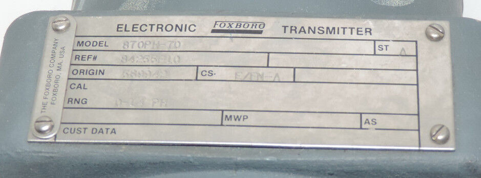 FOXBORO 870PH-70 ELECTRONIC TRANSMITTER 870PH70, REF. # 84255F10