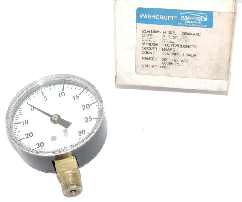 NEW ASHCROFT 25W1005 H 02L 30#&VAC PRESSURE GAUGE 25W-1005-H-02L-30VAC