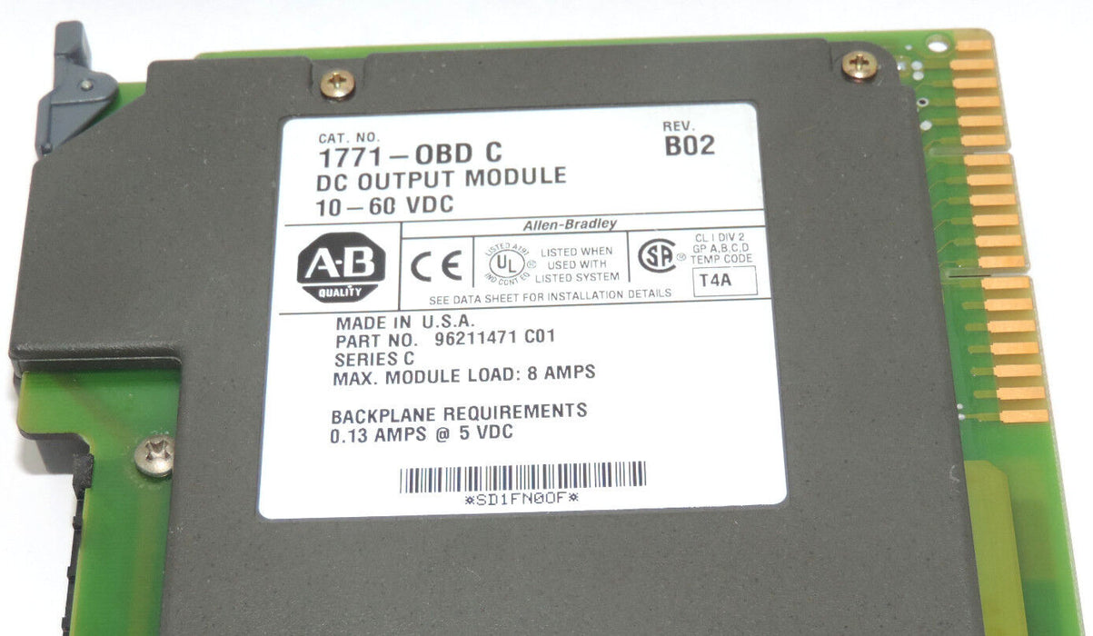 ALLEN BRADLEY 1771-OBD/C DC OUTPUT MODULE 1771OBD REV. B02, 10-60 VDC