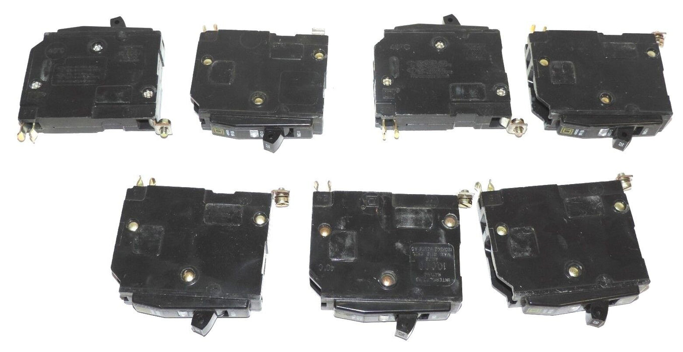 LOT OF 7 SQUARE D TIPO QOB, CIRCUIT BREAKERS, 20 AMP, 120/240 VAC