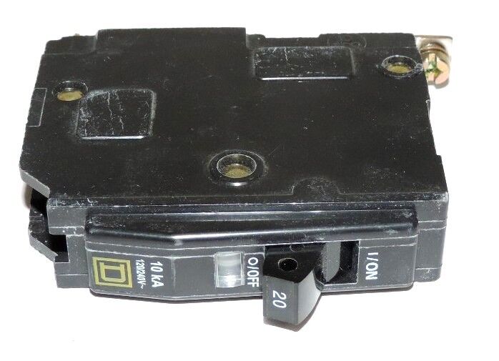 LOT OF 7 SQUARE D TIPO QOB, CIRCUIT BREAKERS, 20 AMP, 120/240 VAC