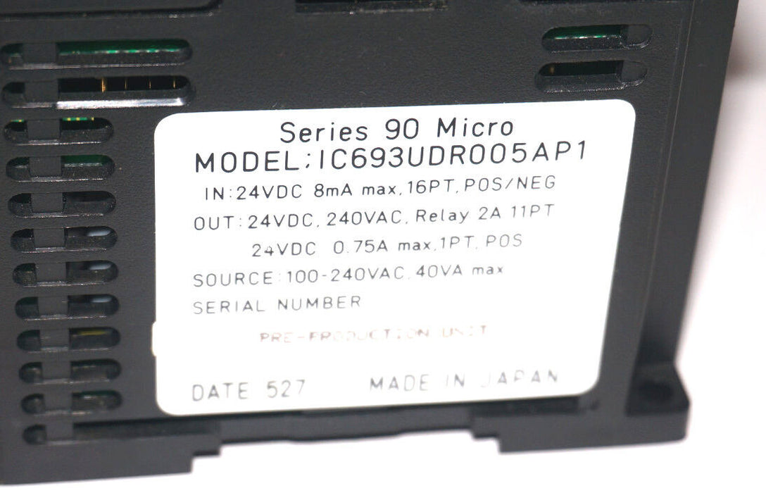 GE FANUC IC693UDR005AP1 SERIES 90 MICRO PROGRAMMABLE CONTROLLER IC693UDR005