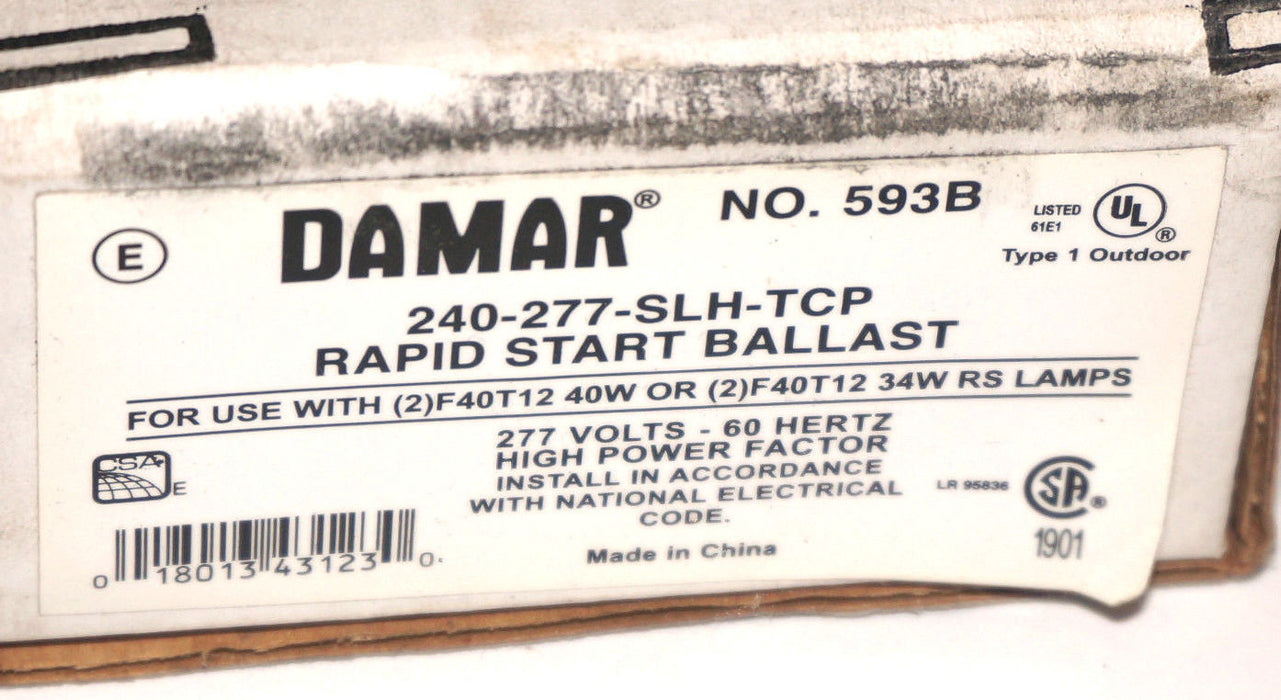 LOT OF 3 NEW DAMAR 240-277-SLH-TCP RAPID START BALLAST NO. 593B 240-277SLHTCP
