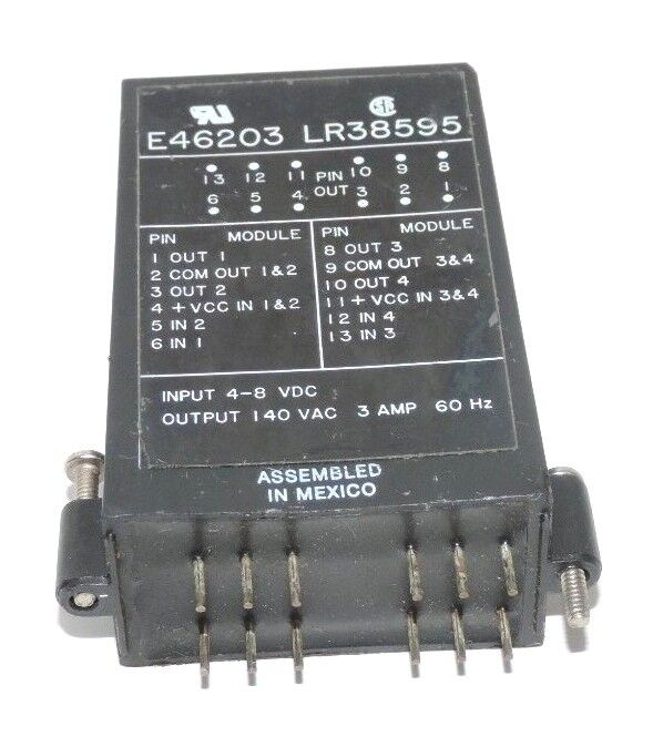 GORDOS E46203 LR38595 OUTPUT MODULE INPUT: 4-8 VDC OUTPUT: 140 3AMP 60HZ