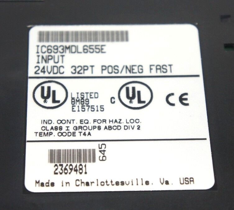 GE FANUC IC693MDL655E INPUT MODULE 32PT, 24 VDC, POS/NEG FAST