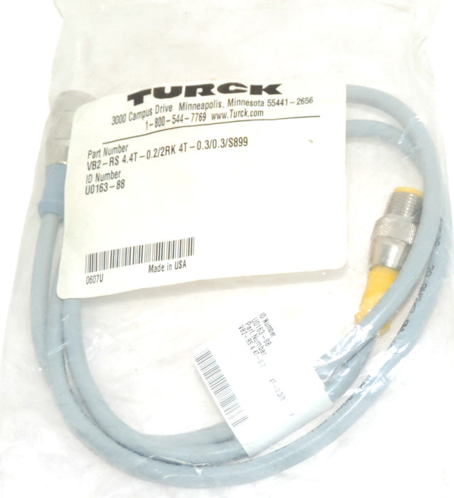 NEW TURCK VB2-RS 4.4T-0.2/2RK 4T-0.3/0.3/S899 CORDSET ID NUMBER: U0163-88