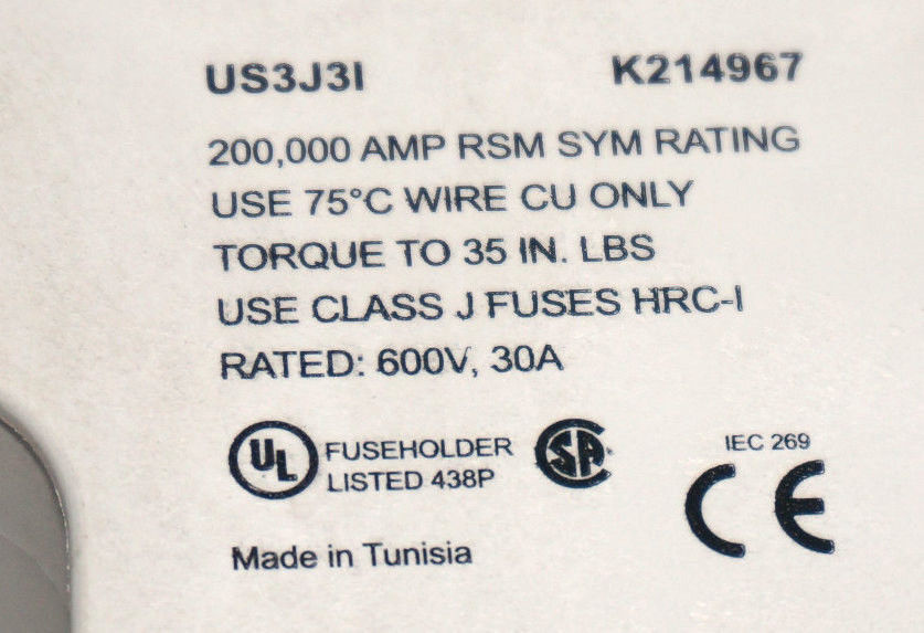 FERRAZ SHAWMUT US-3J-3I FUSEHOLDER 600V 30A US3J3I