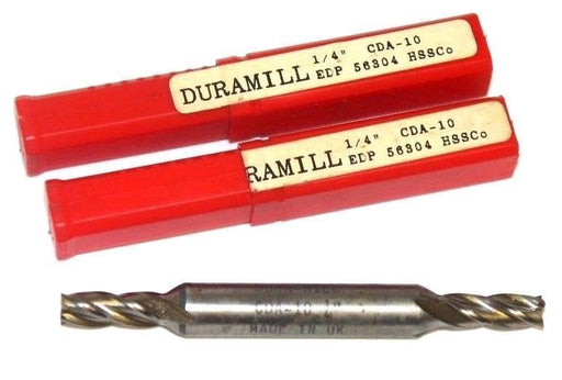 LOT OF 2 NEW DURAMILL CDA-10 1/4" END MILL, DOUBLE END, 56304