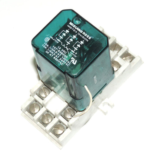 MIDLAND ROSS 157-63B200 RELAY W/ BASE, 15763B200, 12VDC