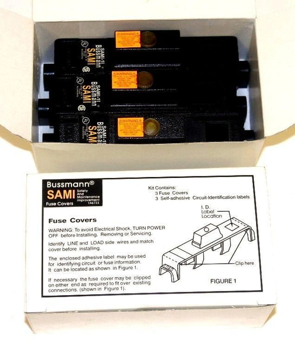 LOT OF 2 NEW BUSSMANN SAMI-1I FUSE COVERS (2 BOXES OF 3)