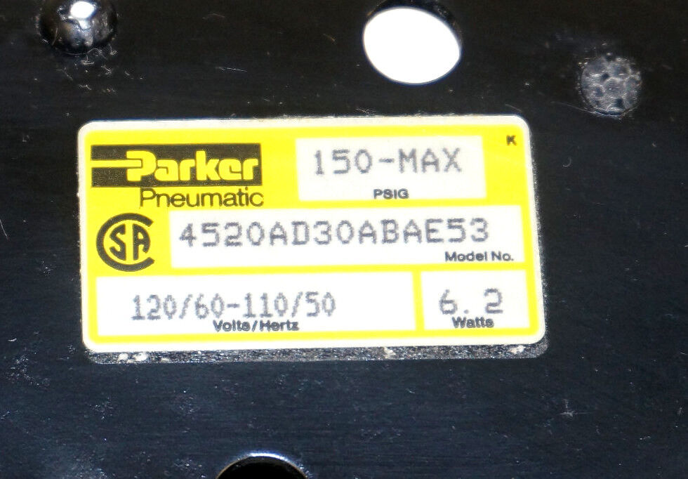 NEW PARKER 4520AD30ABAE53 VALVE 150 PSIG MAX, 6.2W, 120V/60HZ-110V/50HZ
