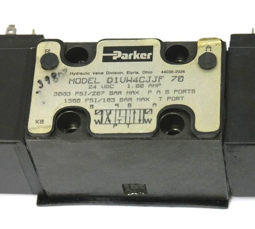 PARKER D1VW4CJJF 70 HYDRAULIC VALVE 24 VDC 1.00 AMP 24 WATTS COIL