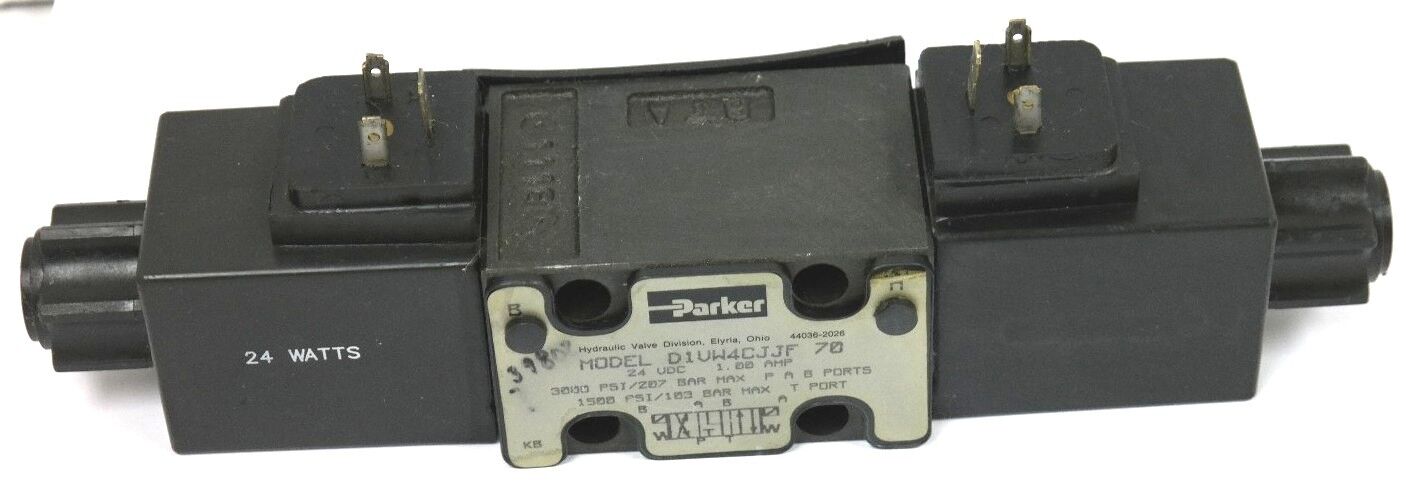 PARKER D1VW4CJJF 70 HYDRAULIC VALVE 24 VDC 1.00 AMP 24 WATTS COIL