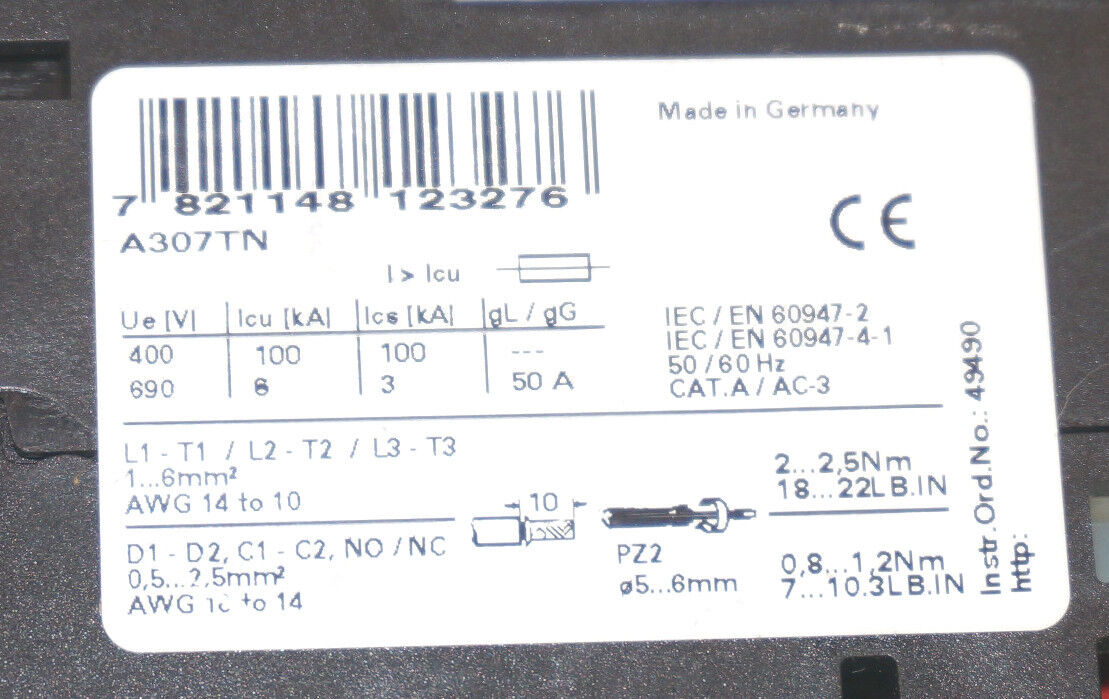 CUTLER HAMMER AE317TNS3A COMB. MTR. CNTLR. W/ CE15BNSC3, A307TN