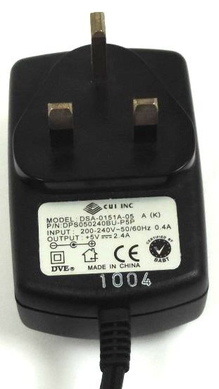 DVE DSA-0151A-05 5V DC 2.4A POWER SUPPLY WALL ADAPTER 200-240V 50/60HZ