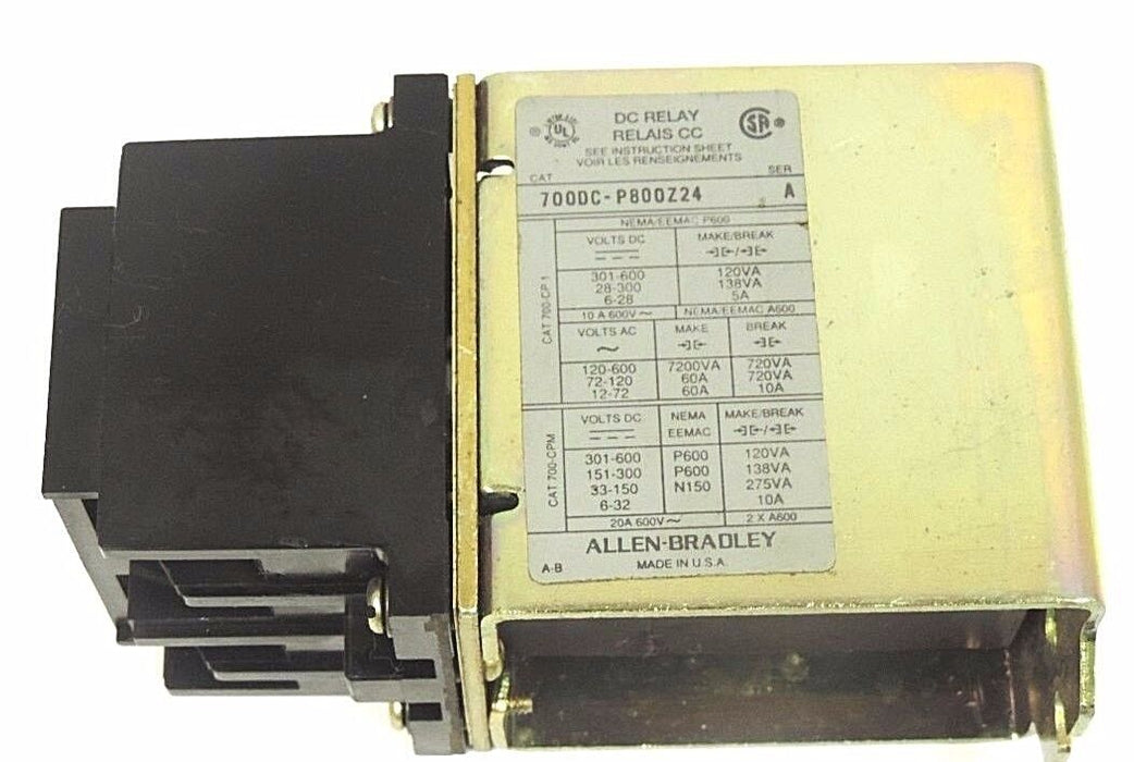 ALLEN BRADLEY 700DC-P800Z24 DC RELAY 700DCP800Z24, SER. A, 24V DC, PD714 COIL