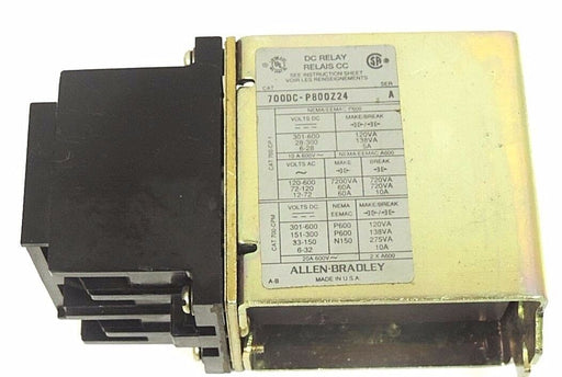 ALLEN BRADLEY 700DC-P800Z24 DC RELAY 700DCP800Z24, SER. A, 24V DC, PD714 COIL
