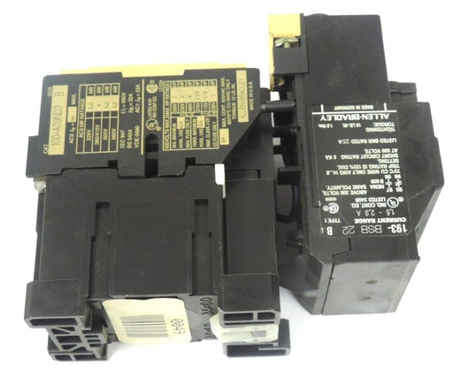 ALLEN BRADLEY 193-BSB22 OVERLOAD RELAY, SER B, 193BSB22 W/ 100-A09ND3 SER. B