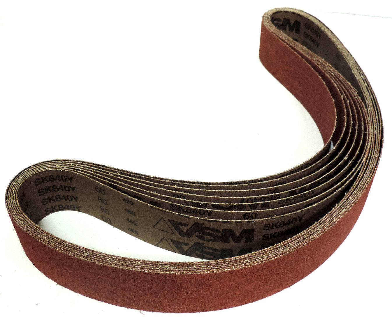 LOT OF 7 VSM SANDING BELTS SK840Y 2-1/2" WIDE 60 GRIT 466 POLYESTER NEW
