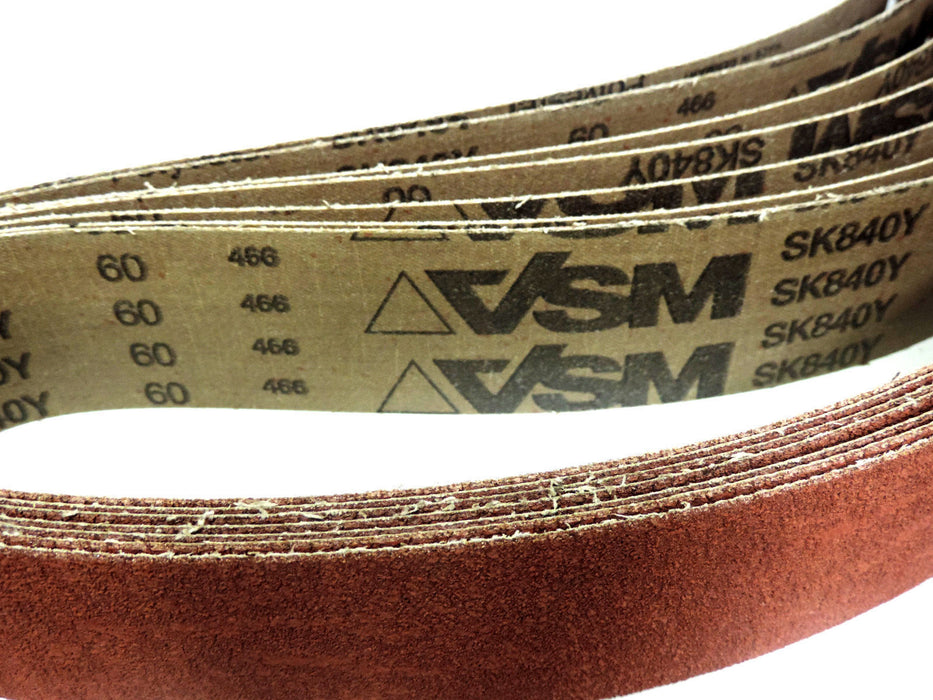 LOT OF 7 VSM SANDING BELTS SK840Y 2-1/2" WIDE 60 GRIT 466 POLYESTER NEW