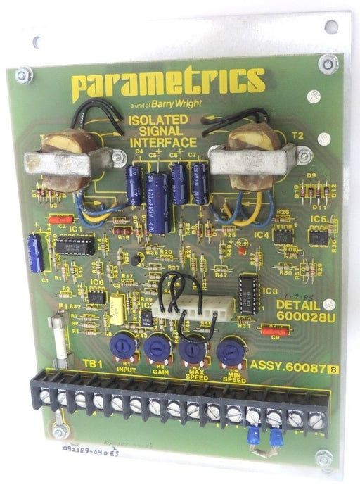 PARAMETRIS BARRY WRIGHT ASSY. 600878 ISOLATED SIGNAL INTERFACE BOARD 680121