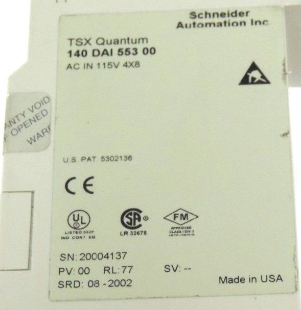 SCHNEIDER AUTOMATION TSX QUANTUM 140DAI55300 AC IN 115V 4X8, 140 DAI 553 00