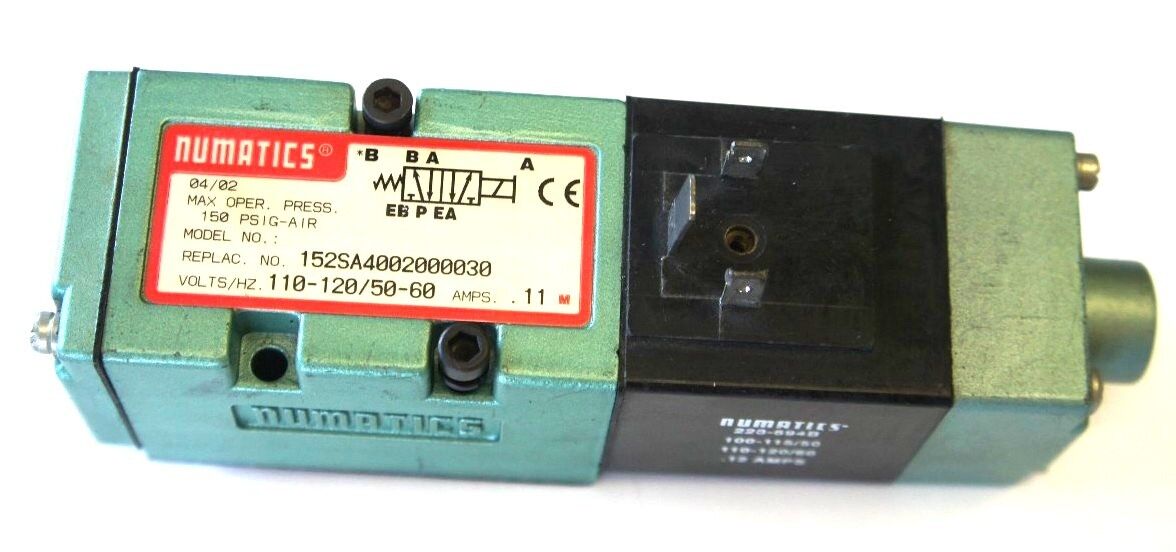 NUMATICS 152SA4002000030 SOLENOID VALVE, 150PSIG, 110-120V, 50/60HZ, .11AMPS