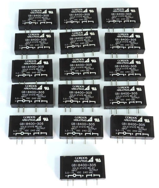 LOT OF 16 GORDOS ARKANSAS GB18400-305 SOLID STATE RELAYS GB18400305, 240 VAC