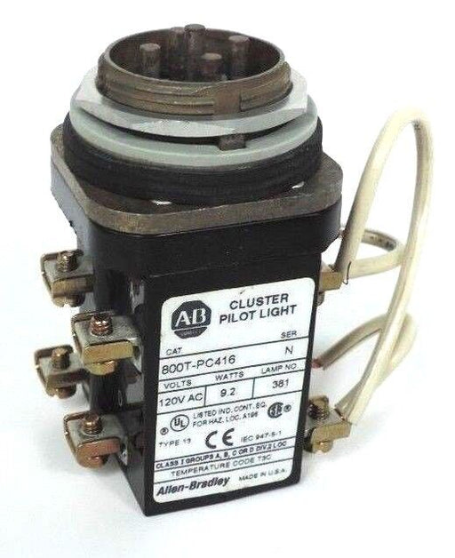 ALLEN BRADLEY 800T-PC416 CLUSTER PILOT LIGHT 800TPC416 SER. N LAMP NO. 381
