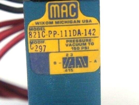 MAC VALVES 821C-PP-111DA-142 SOLENOID VALVE BLOCK WITH COILS 821CPP111DA142