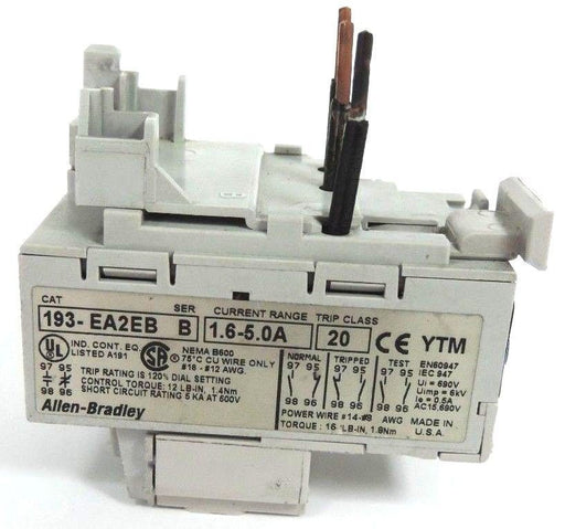 ALLEN BRADLEY 193-EA2EB SER. B SOLID STATE OVERLOAD RELAY,MANUAL RESET,1.6-5.0A