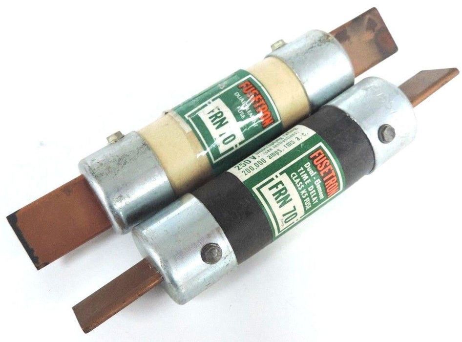 LOT OF 9 FUSETRON FRN-70 DUAL ELEMENT TIME DELAY FUSE 70A 250VCLASS K5 BUSSMANN