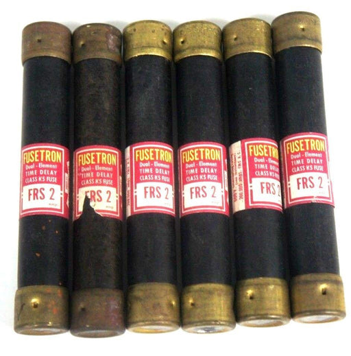 LOT OF 6 FUSETRON FRS-2 DUAL ELEMENT TIME DELAY CLASS K5 FUSES FRS2