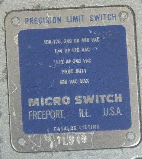 MICRO SWITCH 1LS19 LIMIT SWITCH 10A-120 240 OR 480VAC SWITCH BODY ONLY