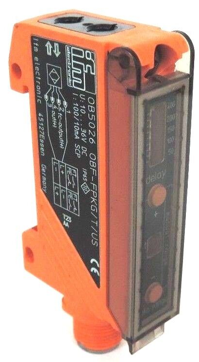 IFM OB5026 OBF-FPKG/T/US PHOTOELECTRIC FIBER OPTIC SENSOR 10-36VDC 100/10MA