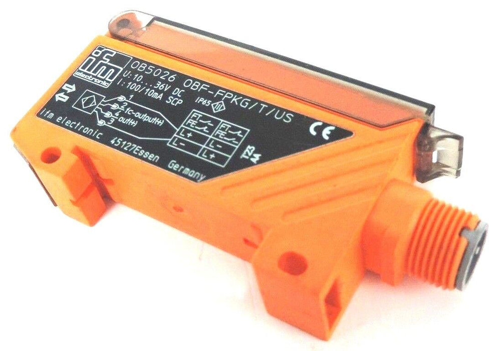 IFM OB5026 OBF-FPKG/T/US PHOTOELECTRIC FIBER OPTIC SENSOR 10-36VDC 100/10MA