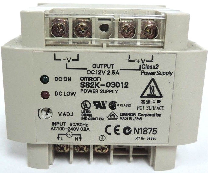 OMRON S82K-03012 POWER SUPPLY, 100-240VAC SUPPLY, 12VDC OUTPUT, 2.5A