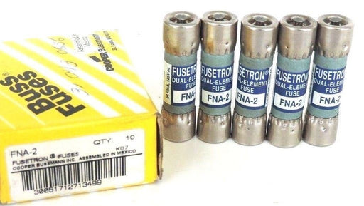 BOX OF 5 NEW COOPER BUSSMANN FNA-2 FUSETRON FUSES FNA2