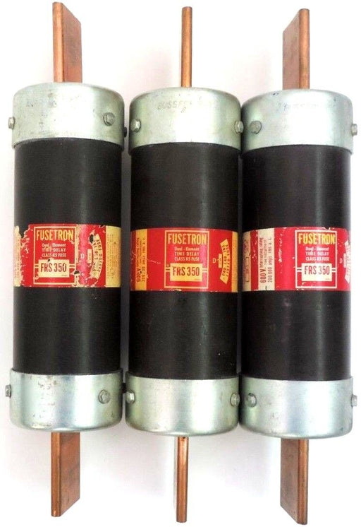 LOT OF 3 FUSETRON FRS 350 FUSES TIME DELAY 350A 600VAC CLASS K5 FRS350