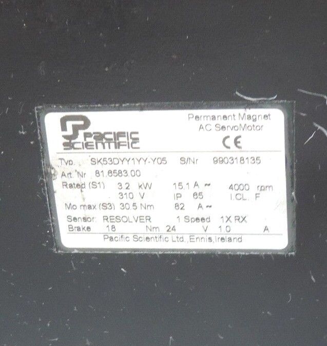 PACIFIC SCIENTIFIC SK53DYY1YY-Y05 AC SERVO MOTOR ART. NO. 81.6583.00