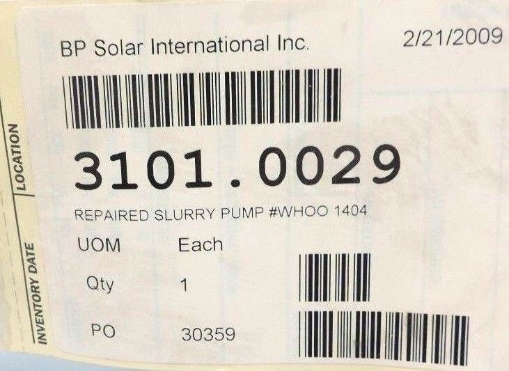 VOGEL SPANDAU PMS-20-A-270+675 ELECTRIC IMMERSION PUMP SLURRY *REMANUFACTURED*