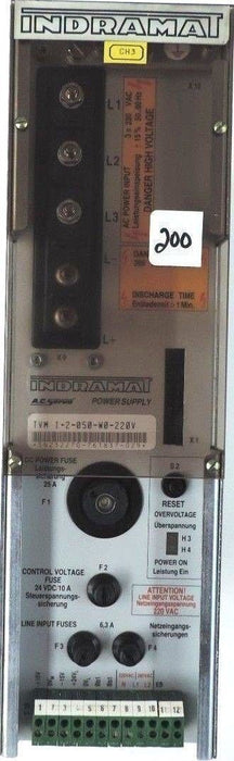 INDRAMAT TVM1.2-050-W0-220V SERVO POWER SUPPLY, 220VAC, TVM 1-2-050-W0-220V, 1.2