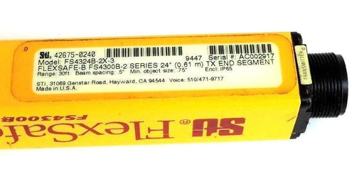 LOT OF 2 STI FS4324B-2X-3 LIGHT CURTAIN TRANSMITTERS 42675-0140 FS4300B-2