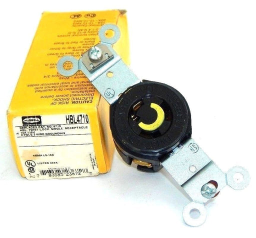 HUBBELL HBL4710 TWIST-LOCK SINGLE RECEPTACLE NIB 15A 125V 2 POLE 3 WIRE