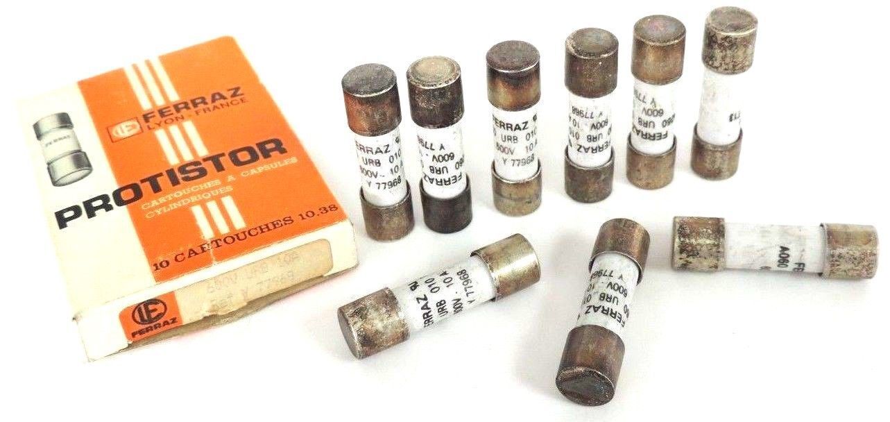LOT OF 9 FERRAZ SHAWMUT A-060-URB-010-T-13 FUSES A060URB010T13, 600V, 10A A77968
