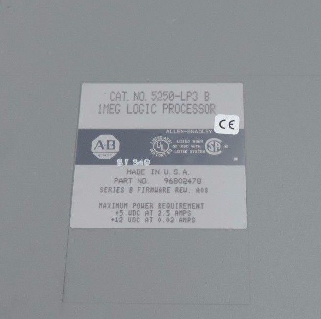 ALLEN BRADLEY 5250-LP3 1MEG LOGIC PROCESSOR 5250LP3, 5250-LP3/B SER. B