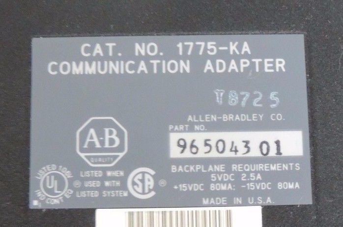 ALLEN BRADLEY 1775-KA COMMUNICATION ADAPTER P/N 96504301 1775KA