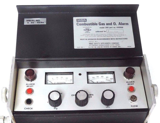 MSA MODEL 260 COMBUSTABLE GAS AND O2 ALARM P/N 449900 CALIBRATED FOR PENTANE