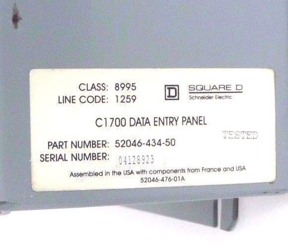 SQUARE D 52046-434-50 C1700 DATA ENTRY PANEL MAGELIS XBT-PM027110 5204643450